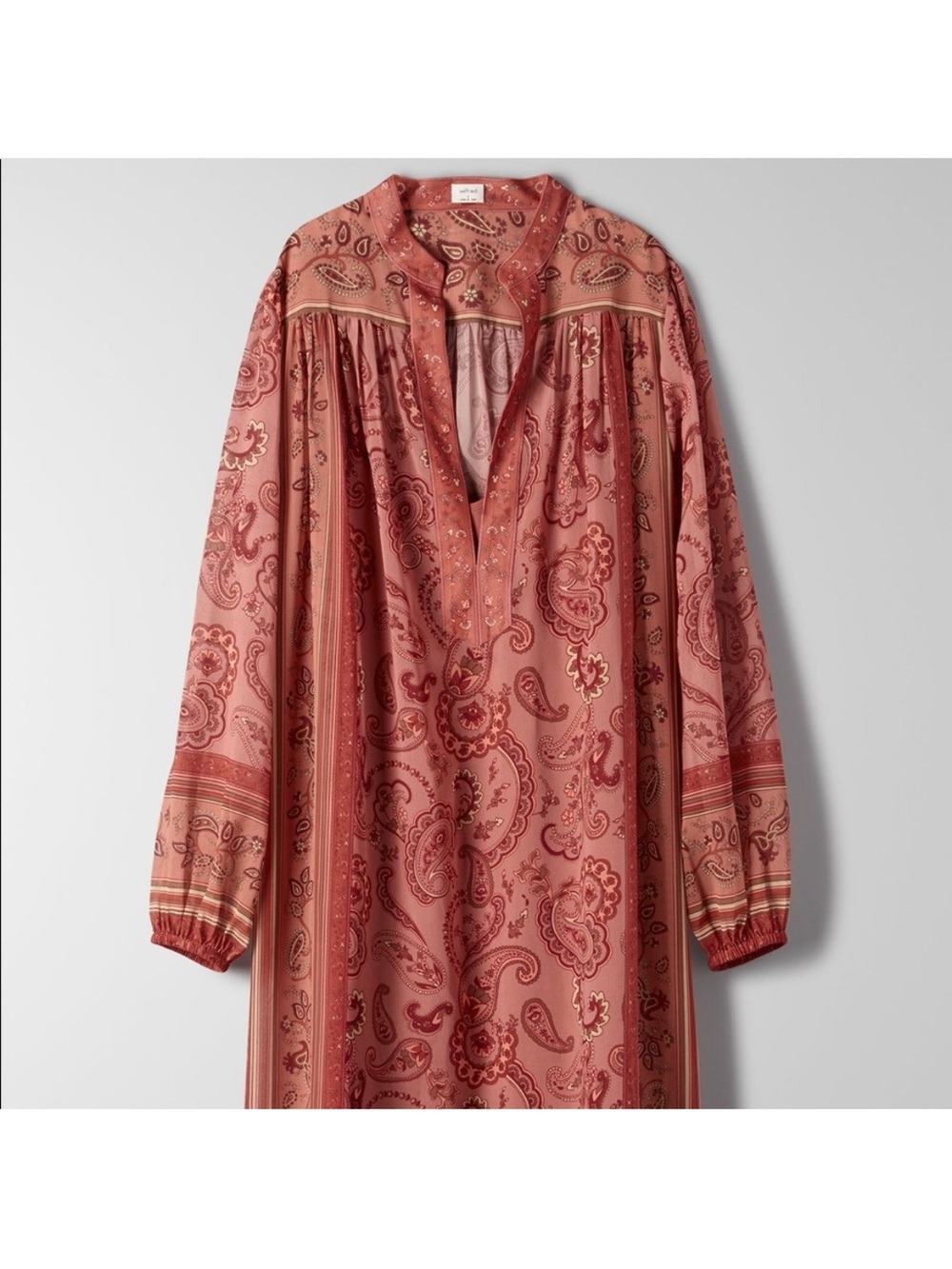 NWT Wilfred Solene Boho Dress Chiffon Long Sleeve Hippie Terracotta Rust Folk - Picture 7 of 13